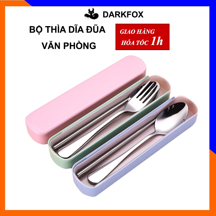 Bộ thìa đũa nĩa inox 304 cho dân văn phòng, sinh viên, đi picnic dã ngoại BMD02