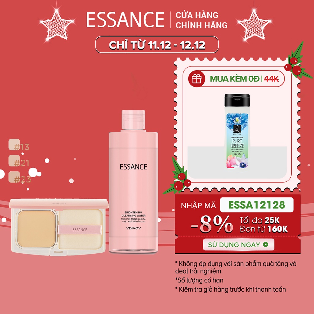 Combo Phấn nền dưỡng trắng siêu mịn SPF40/PA++ 7g & Nước tẩy trang sáng da Brightening 290ml/chai