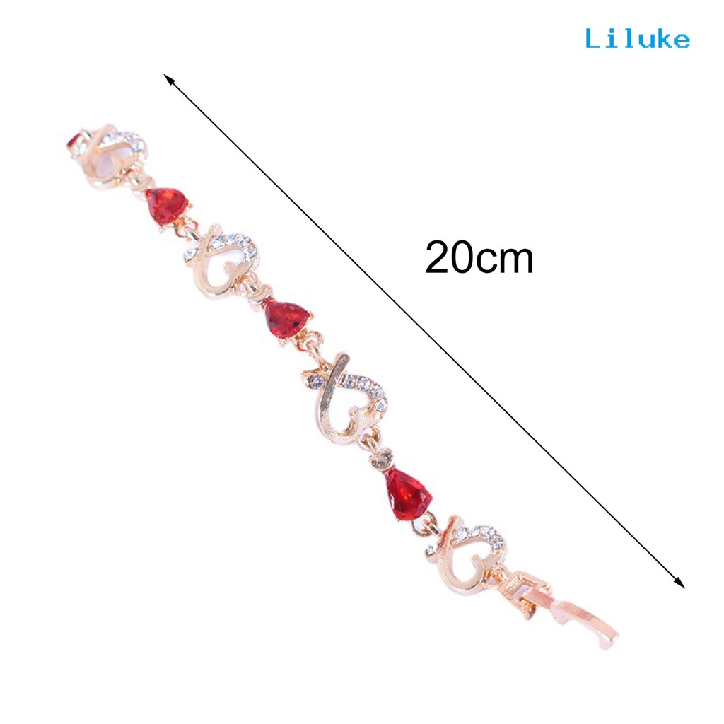 Vòng Tay Hợp Kim Mạ Bạc Trang Trí Hình Trái Tim Đính Đá Xinh Xắn Cho Nữ