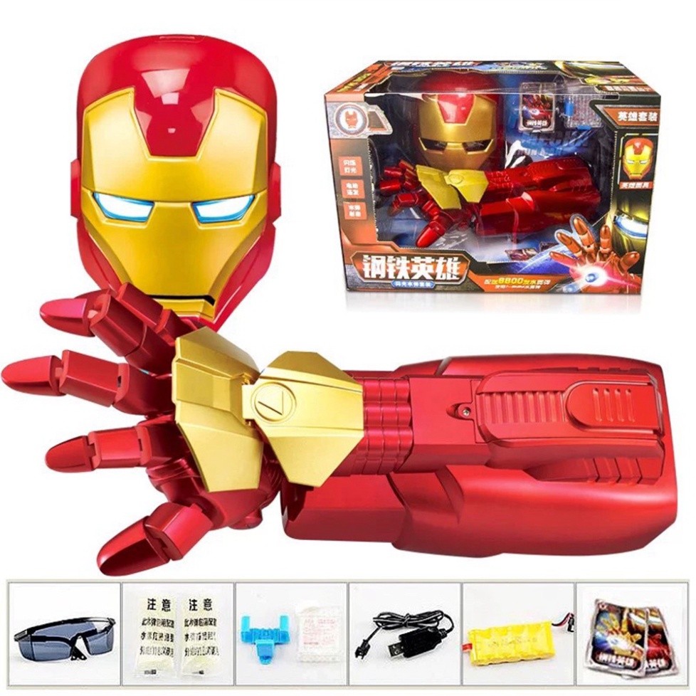 Găng tay người sắt Iron Man, Cánh Tay Iron Man Phóng hạt nở, tặng kèm mặt nạ Iron Man, quà tặng sinh nhật cho bé