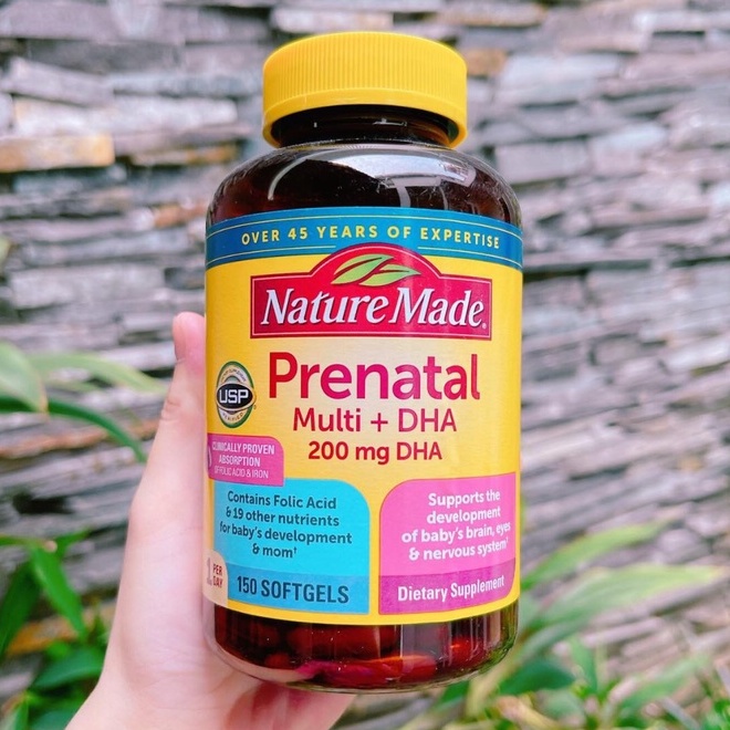 MẪU MỚI - Vitamin Bầu Mỹ Nature Made Prenatal Multi + DHA 200MG 150 Viên