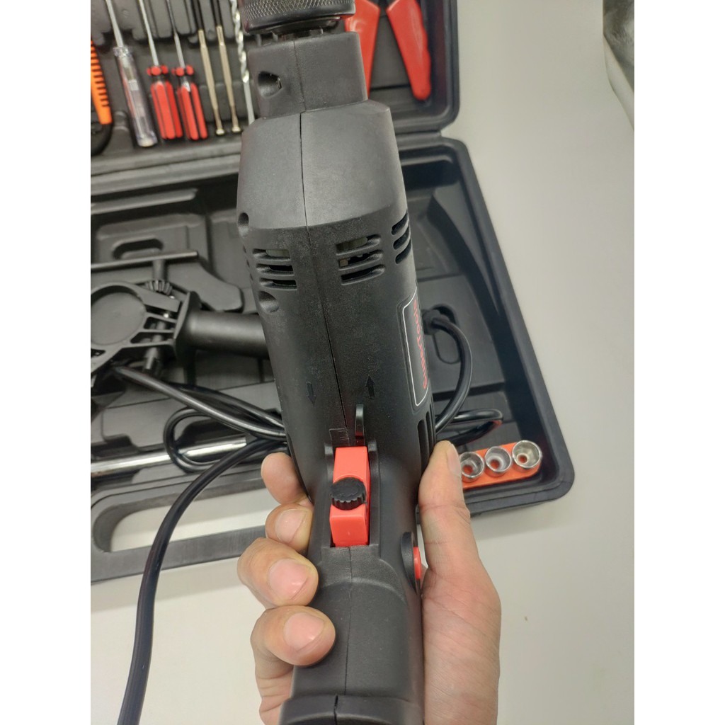 - Bộ máy động lực khoan tường, khoan gạch, khoan gỗ, khoan sắt, sửa chữa đa năng 103 chi tiết - Máy Đen