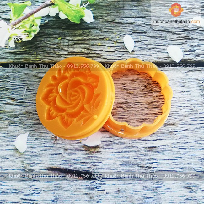 Khuôn bánh trung thu nhận tròn hoa hồng 100g | 150g