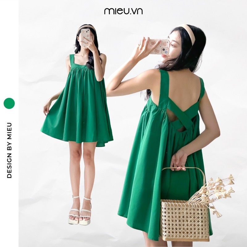 Đầm babydoll đan dây lưng chéo chất vải đẹp MIEU - JA06