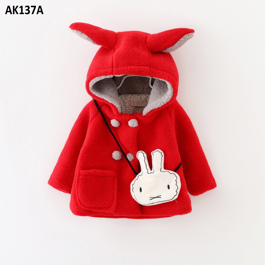 Áo khoác thỏ bông 2 màu hồng - đỏ cute