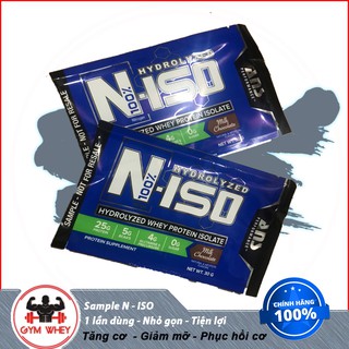 Sample Gói Dùng Thử  tăng cơ phục hồi cơ 100% HYDROLIZE WHEY PROTEIN ISOLATE ANS Performance whey N-ISO 1 Lần Dùng