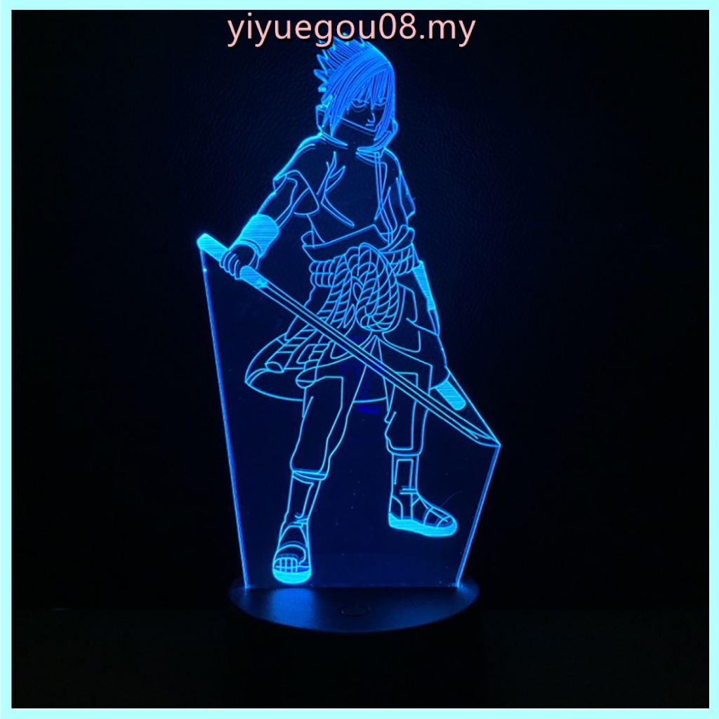 Y8-đèn ngủ LED hình Sasuke cảm ứng 3D nhiều màu sắc có điều khiển từ xa cho gia đình