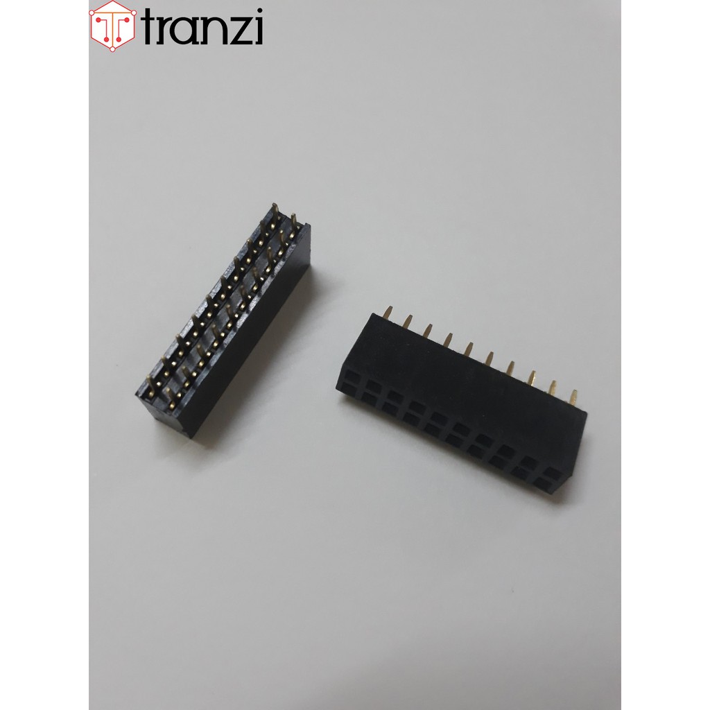 Giăm cắm 2.54mm đôi cái thẳng 2x10P 8.5mm đen - túi 5 cái