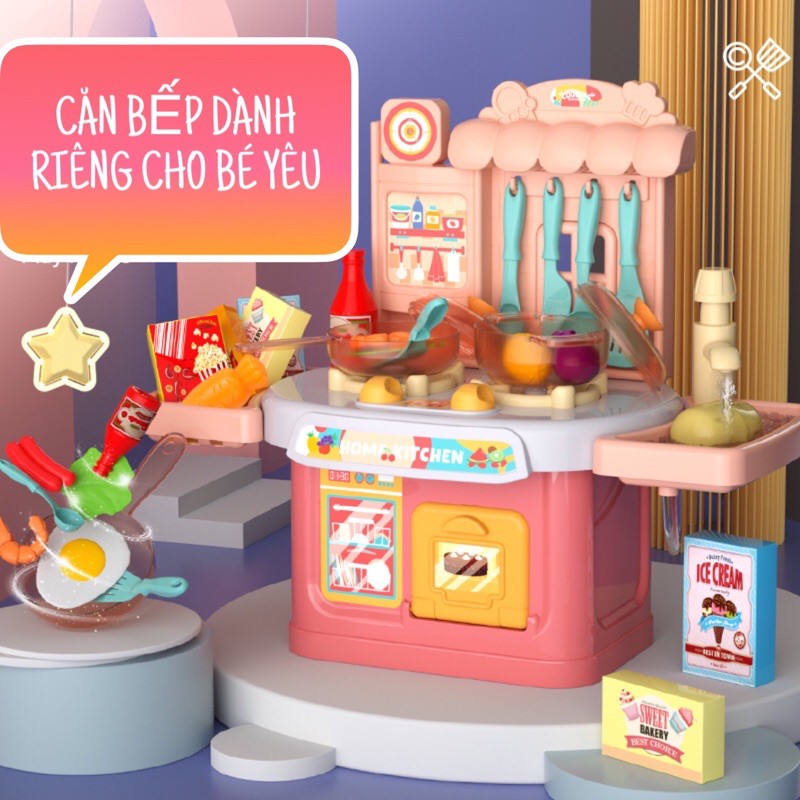 ĐỒ CHƠI NẤU ĂN NHÀ BẾP CHO BÉ THÔNG MINH KẾT HỢP CẢ ÂM THANH ÁNH SÁNG VÀ VÒI NƯỚC THẬT CHO BÉ TRÊN 3 TUỔI