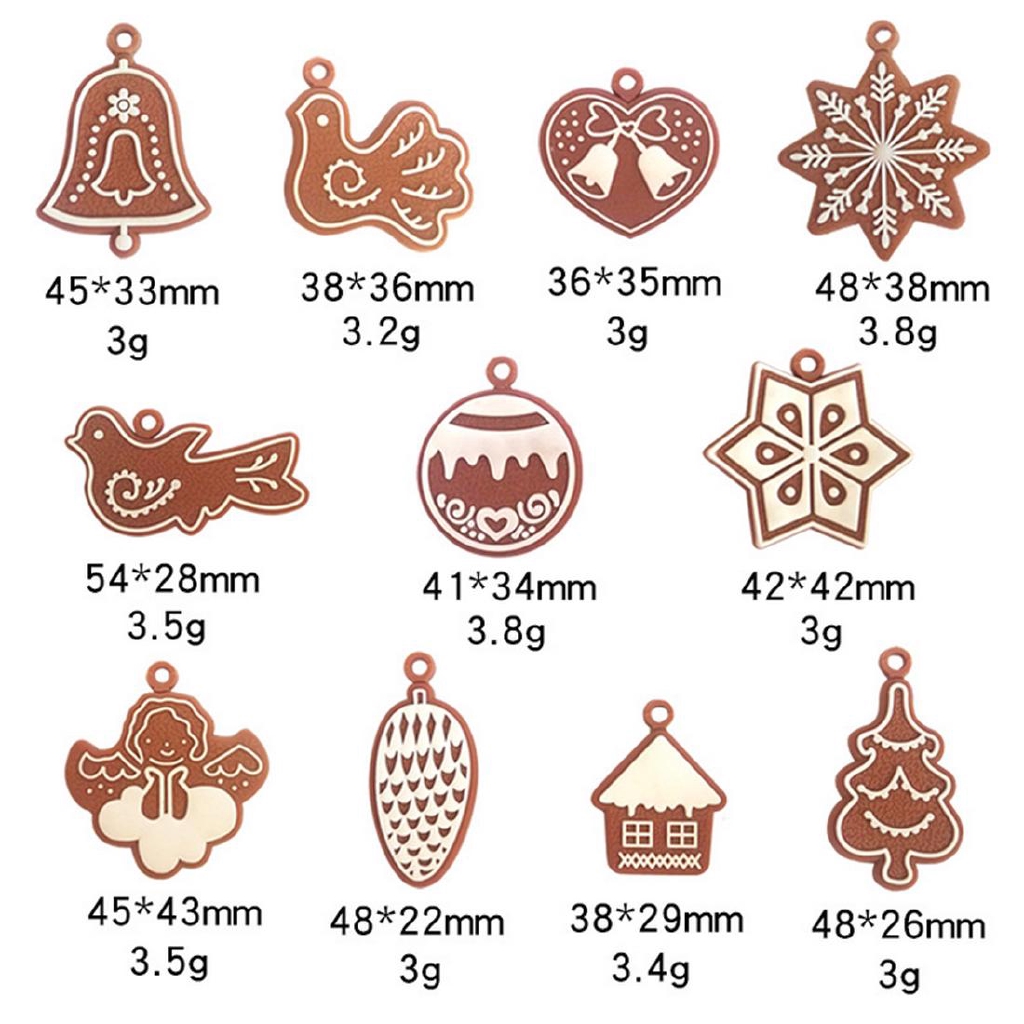 Set 11 Mô Hình Người Bánh Gừng Bằng Cao Su Mềm Trang Trí Cây Thông Giáng Sinh