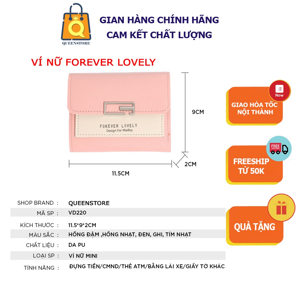 Ví Nữ Mini Cầm Tay Nhỏ Gọn Xinh Xắn Phong Cách Hàn Quốc màu Hồng Nhạt Dễ Thương - QueenStore