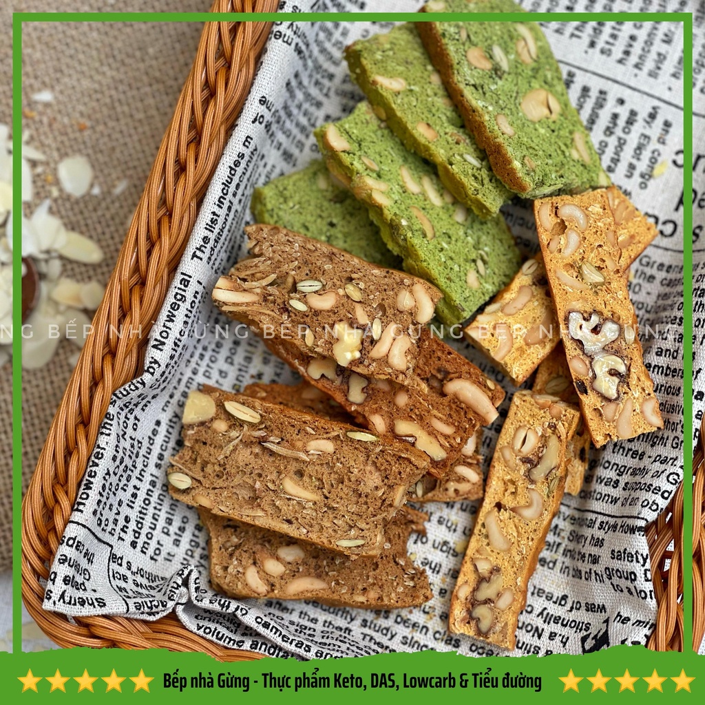 Bánh biscotti thơm ngon dinh dưỡng (250gr) - For Keto, DAS, Lowcarb, Eatclean &amp; Tiểu đường