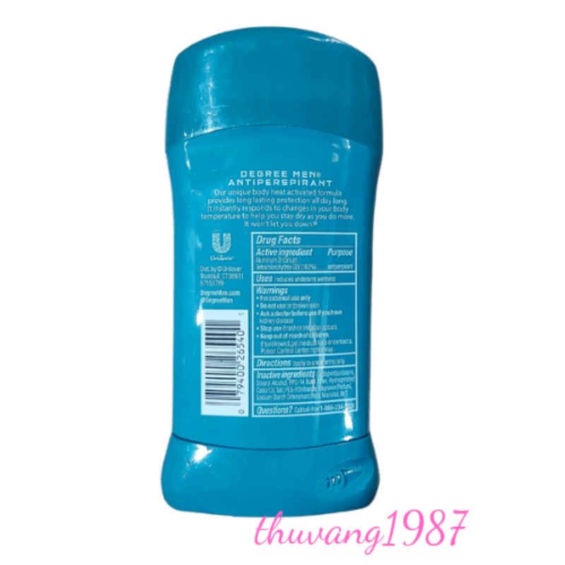 Sáp khử mùi Degree 48h antiperspirant cool rush -mỹ 76g