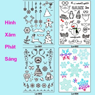 (Hàng Mới Về) HÌNH XĂM TATOO PHÁT SÁNG-Hình Xăm Dán Tạm Thời Phát Sáng 21x15cm Phong Cách Giáng Sinh Noel