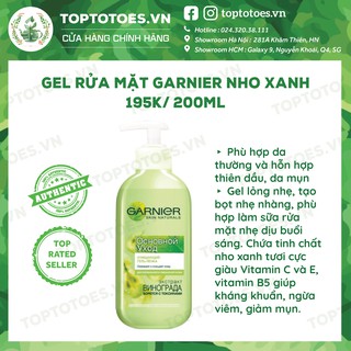 Gel rửa mặt Garnier Nho xanh cho da căng bóng, ngừa viêm, giảm mụn 200ml