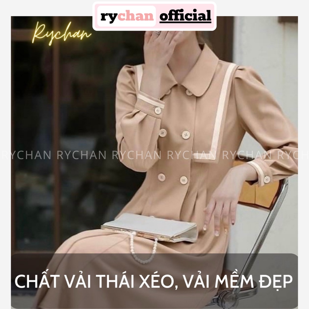 Đầm Xoè Công Sở Cổ Điển Tay Dài Kín Đáo Sang Trọng Nổi Bật Màu Nude - DX0135