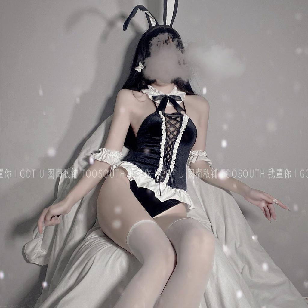 Bộ Đồ Lót Hóa Trang Thỏ Dây Chéo Phối Tai Thỏ Gợi Cảm Cho Nữ 2448