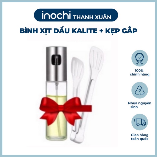 COMBO Kẹp gắp thức ăn và Bình xịt dầu ăn Kalite