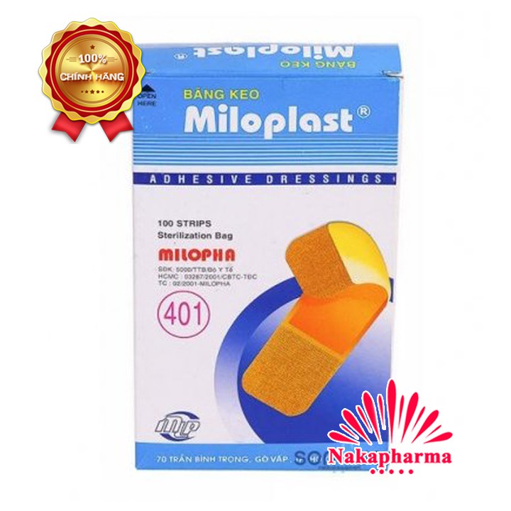 Băng cá nhân Miloplast (100 miếng) – Giúp sát trùng vết thương, rất an toàn và vô trùng - Milopha Plaster