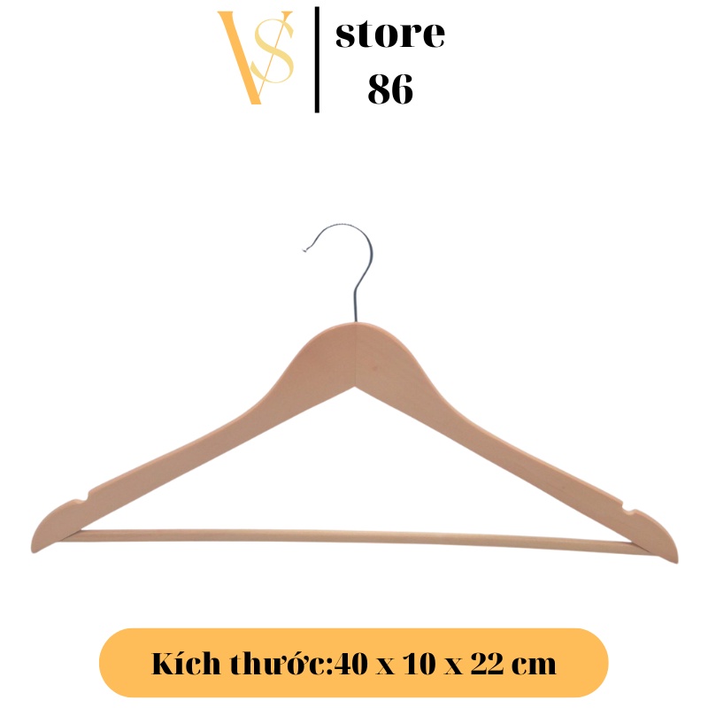 Móc Gỗ Treo Quần Áo, Móc Phơi Đồ Có Thanh Ngang Treo Áo Nam Nữ Tiện Lợi