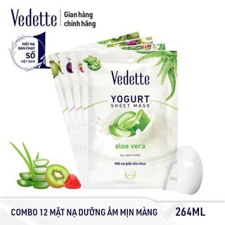 Combo 12 Mặt Nạ Giấy Vedette Dưỡng Ẩm Mịn Màng