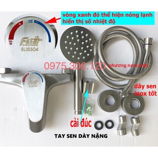 [ĐỦ BỘ] Bộ Củ Sen Tắm Nóng Lạnh 100% INOX 304 N2002 Fotar và Tay sen và dây hàng bao không han gỉ vĩnh viễn