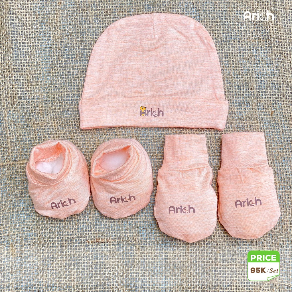 [Mã SKAMCLU8 giảm 10% cho đơn từ 100K] Phụ kiện Mũ , Set bao tay bao chân 0-9M SỢI TRE Arich