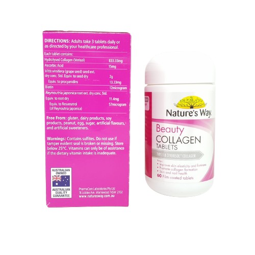 Viên uống đẹp da Nature's Way Beauty Collagen Booster Nature's Way 60 viên - Hidden Beauty | Thế Giới Skin Care