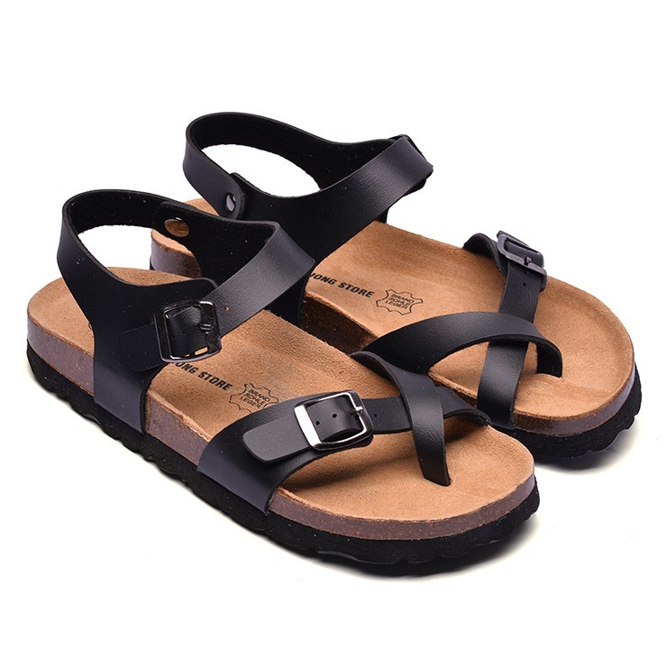Sandal Nam Nữ Dép Sandanl Đế Trấu Xỏ Ngón Phong Cách Trẻ Trung Cá Tính Att22 (Đen_Trắng)