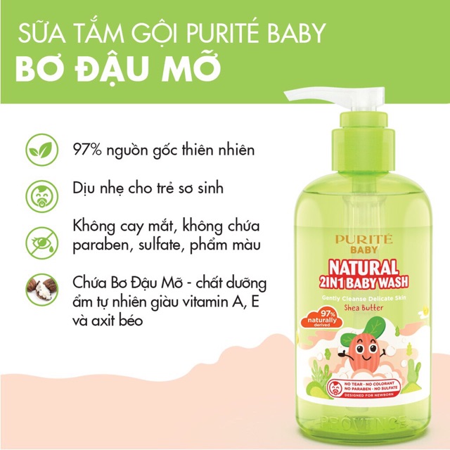 Sữa Tắm Gội Purité Baby Natural 2in1