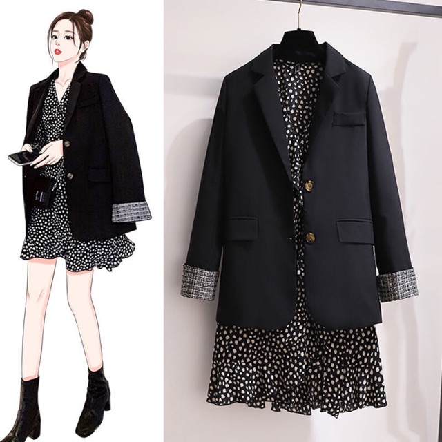 Set váy hoa áo blazer