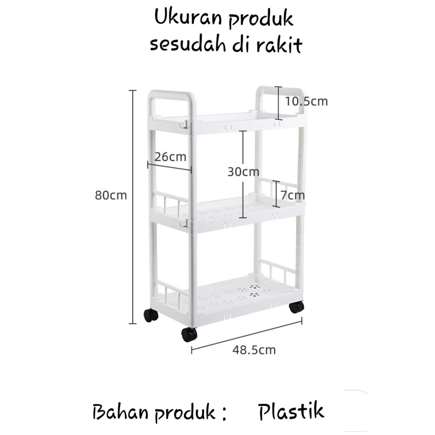 Kệ Để Đồ Dùng Nhà Bếp / Nhà Tắm 3 Tầng Kèm Bánh Xe Tiện Dụng M936