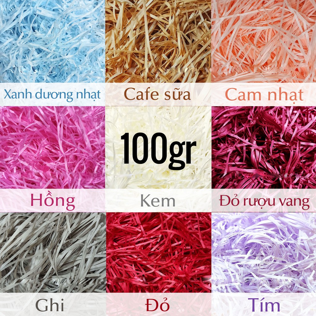 (100g) Giấy Rơm Lót Hộp Quà, Giấy Kraft Cắt Sợi Lót Hộp Quà Tặng