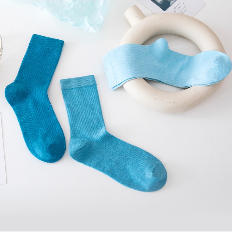 Vớ cotton Màu Xanh Dương Mềm Mại Thời Trang Mùa Thu Cho Nam Và Nữ