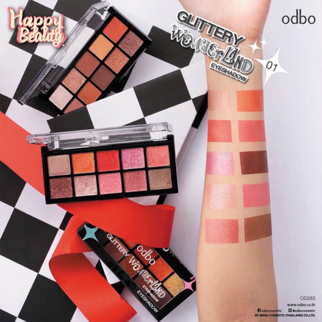 [Auth Thái] Bảng Màu Mắt Odbo Có Nhũ Tông Hồng Cam Đỏ Wonderland OD283 - Bảng phấn mắt odbo tông tây cam hồng Wonderland | BigBuy360 - bigbuy360.vn