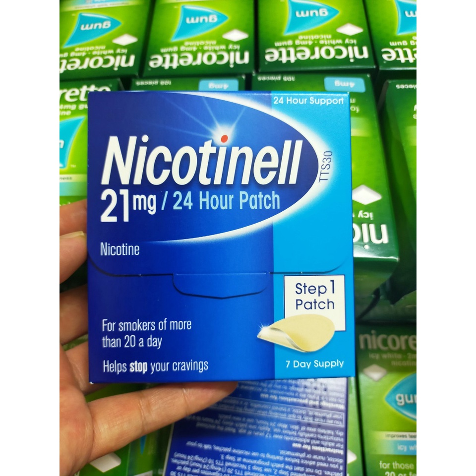 Miếng dán Nicotinell 21mg cai thuốc hiệu quả hộp 7 miếng **Date Mới**