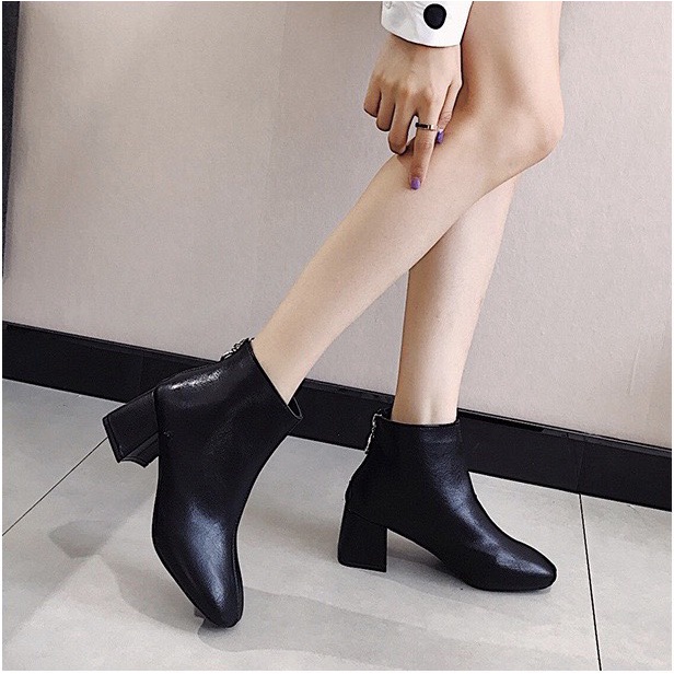 XẢ KHO (S99) Bốt nữ da sần khóa tròn sau (mã A11-2)