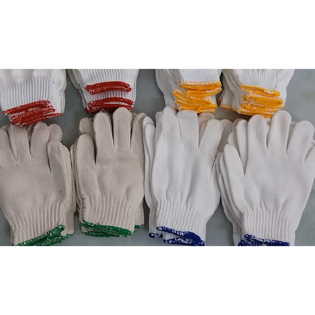 GĂNG TAY LEN TRẮNG NGÀ VIỀN ĐỎ size XL 10 ĐÔI/GÓI