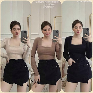 50-90kg bigsize set cổ vuông + quần váy đắp chéo