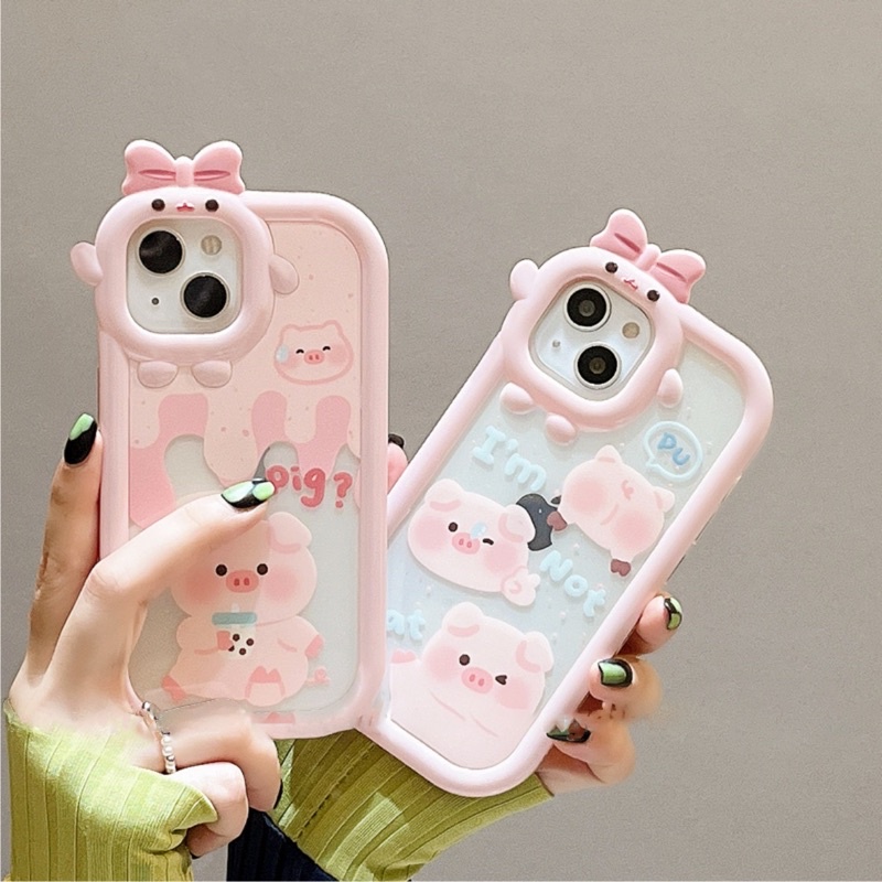 Ốp Lưng Nơ Trong Suốt in hình - PIGGY Đủ dòng ĐT ( Iphone, Samsung, Oppo, Vivo)