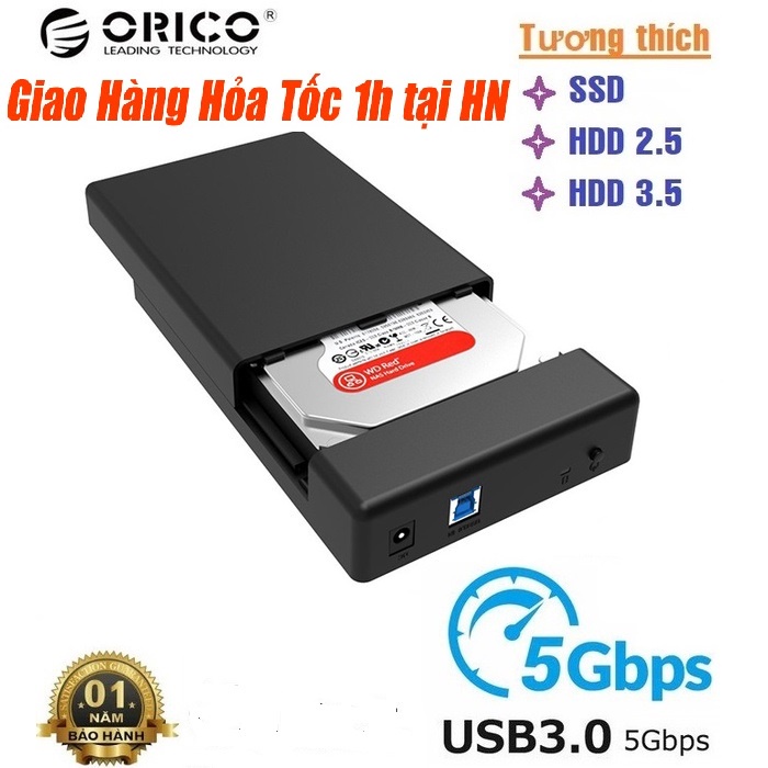 Hộp Đựng Ổ Cứng 3.5/2.5 inch SATA USB 3.0 Orico 3588US3 - Bảo Hành 12 Tháng