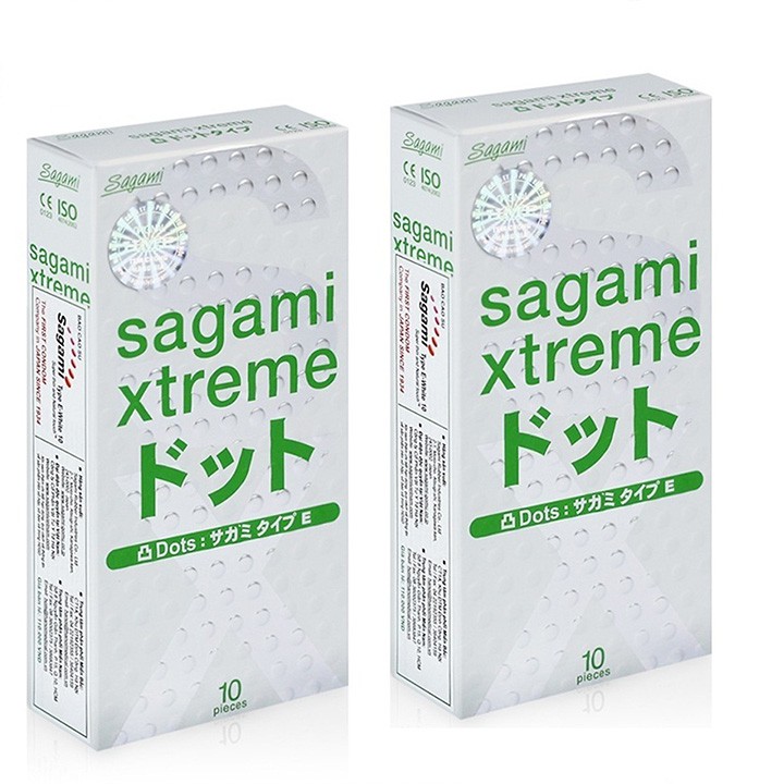 Bộ 2 hộp bao cao su [SIÊU MỎNG, GAI GÂN] Sagami Xtreme White cọ xát thú vị BCS094 (20 cái)