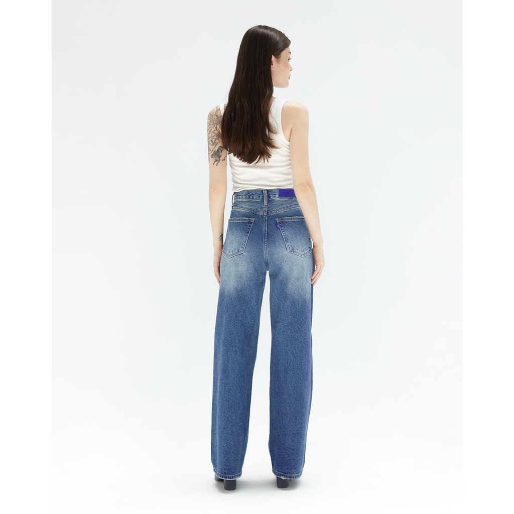 TheBlueTshirt - Quần Jeans Nữ Màu Xanh - Straight A Jeans - 2022 Wash