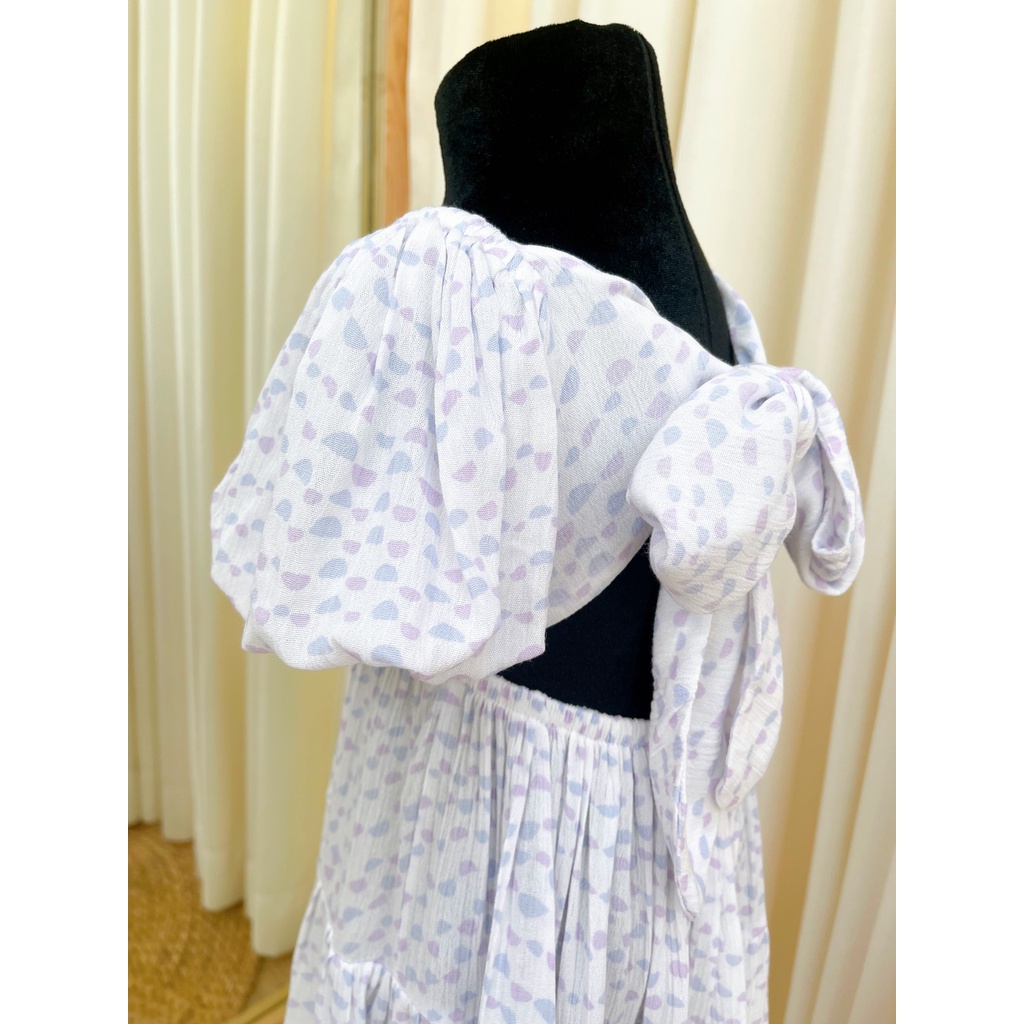 Đầm Tay Chuông Nơ Lưng Màu Trắng Họa Tiết Hoa Nhí Cam Cho Bé Gái 9kg-46kg SoraChan - M136, M137, M138, M139