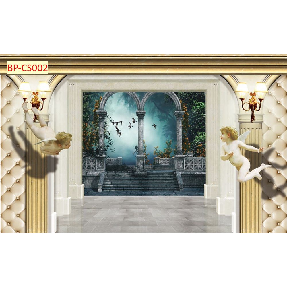Tranh dán tường 3d cửa sổ thoáng mát tạo cảm giác thoải mái, tự nhiên