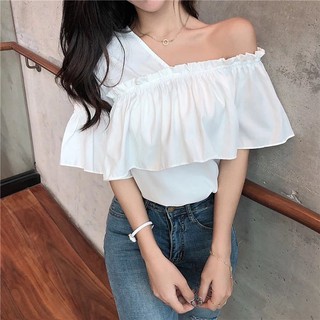 Áo Sơ Mi Trễ Vai Bồng Bềnh Style Hàn Quốc Ulzzang