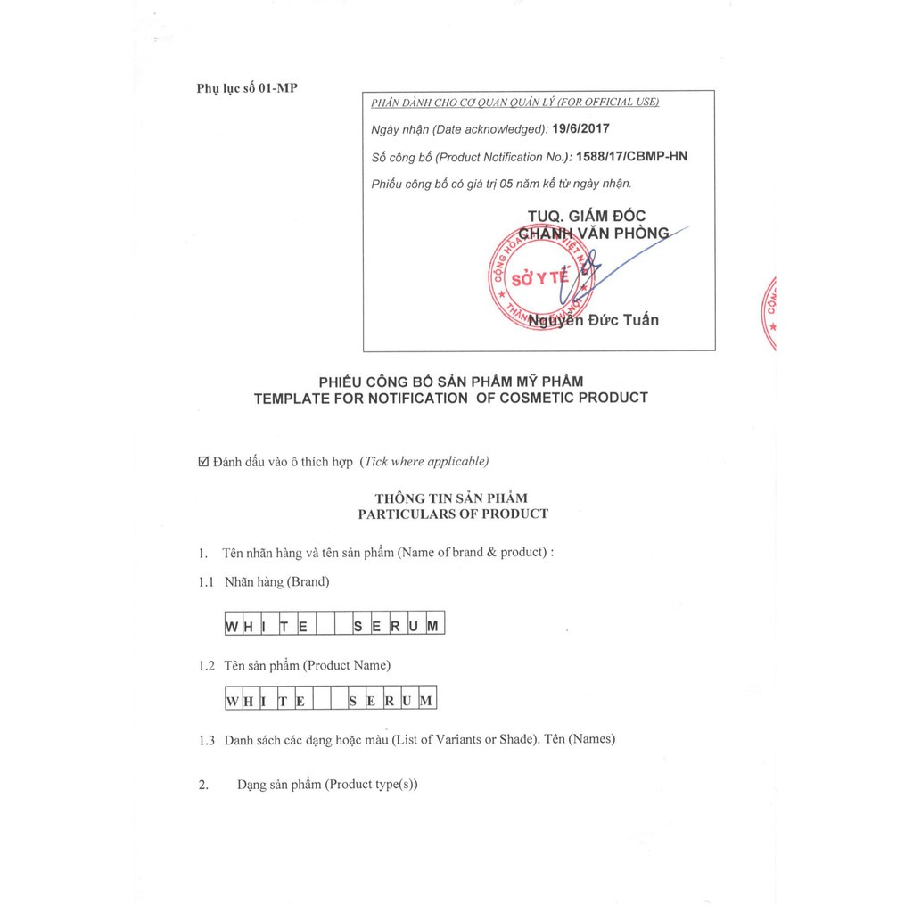 Serum dưỡng da  - Dưỡng da, trắng da và ngăn ngừa các vết nhăn trên da.