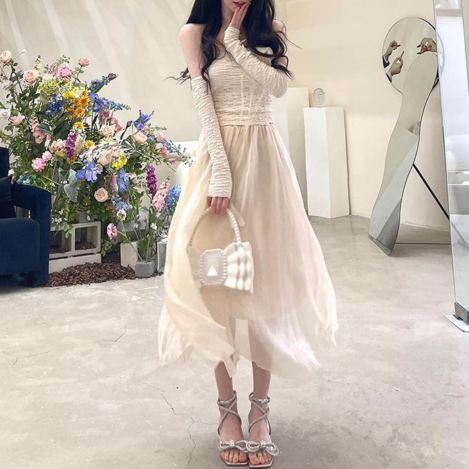 Đầm Dài Màu Trắng Trơn Phong Cách Mới Quyến Rũ Dễ Phối Đồ 2022