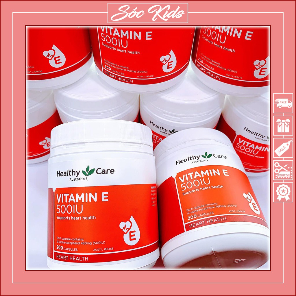 Vitamin E Healthy Care 500iu Chăm Sóc Da Mặt Từ Bên Trong Cho Mẹ - CHUẨN ÚC | DATE 2023 | MẪU MỚI | 200 VIÊN | SÓC KIDS | Thế Giới Skin Care