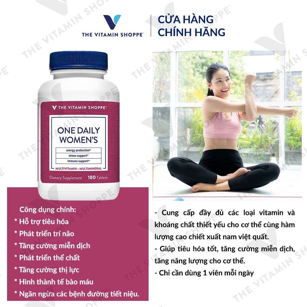 Viên uống vitamin tổng hợp cho nữ, bà bầu, phụ nữ sau sinh Vitamin Shoppe One Daily Women’s 60 viên